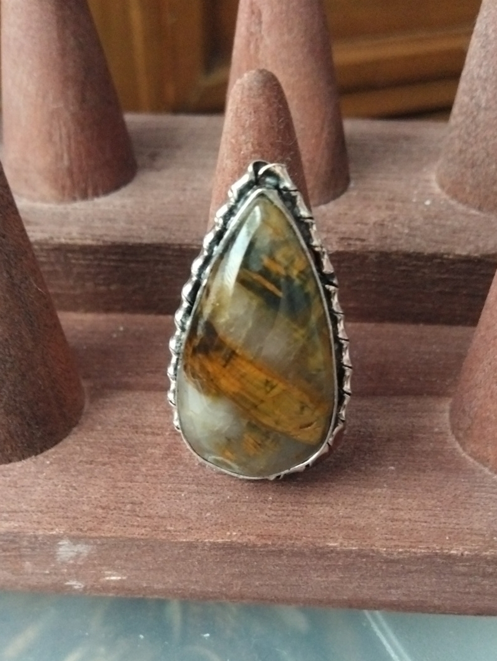Teardrop Tiger Eye Stone Ring